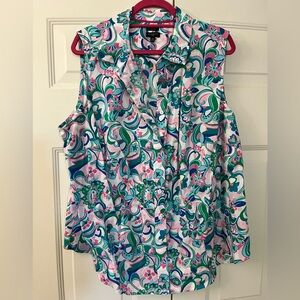 Talbots No Iron Cotton Sleeveless Button Down